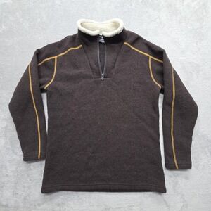 Kuhl Sweater Mens L Brown Mock Neck 1/4 Zip Pullover Acrylic Polyester